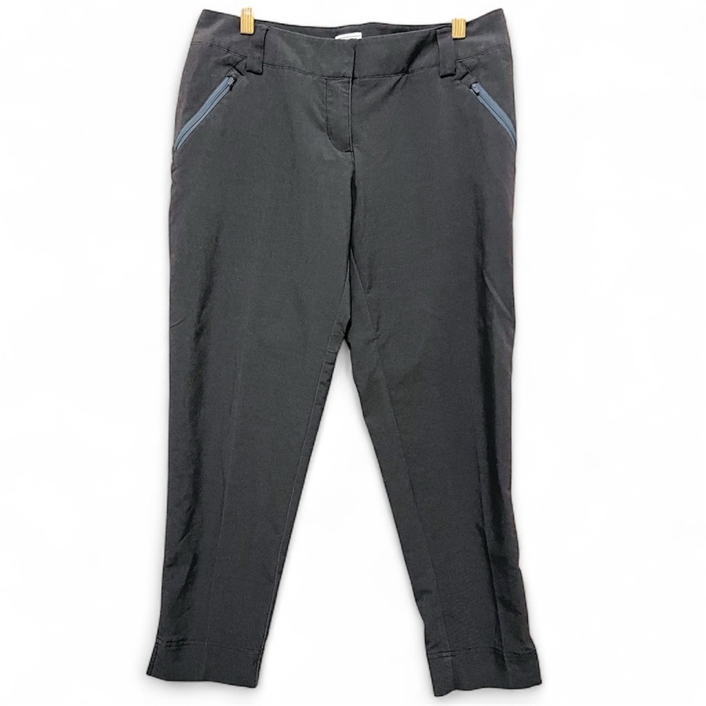 Adidas Pants Womens charcoal Gray Chino Lightweight Casual Zip Pocket, sz 6